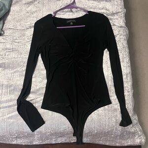Moa Moa Black V-Neck Long Sleeve Bodysuit